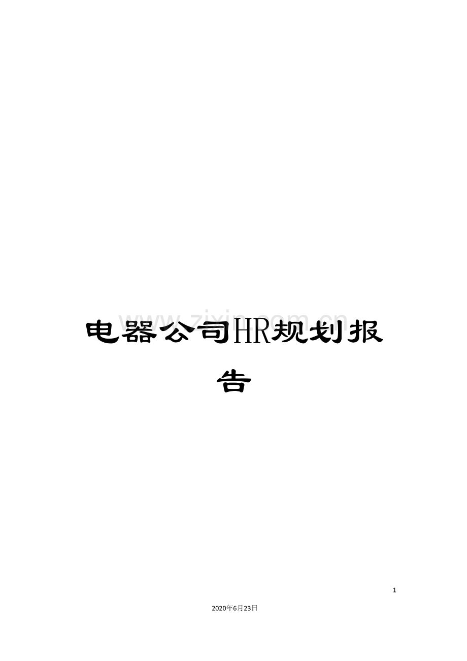 电器公司HR规划报告.doc_第1页