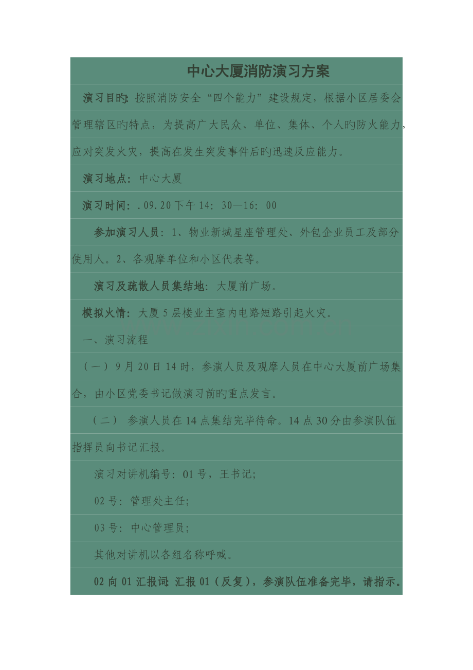 中心大厦消防演练方案.docx_第1页