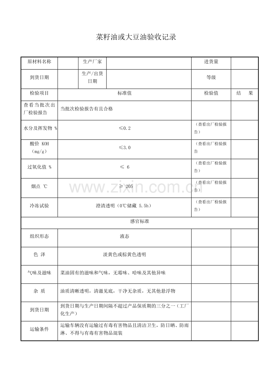 菜籽油验收记录.docx_第1页