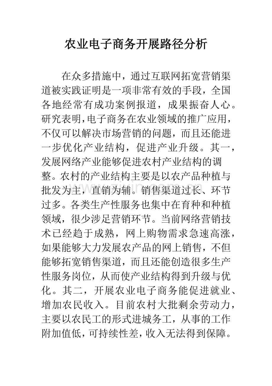 农业电子商务开展路径分析.docx_第1页