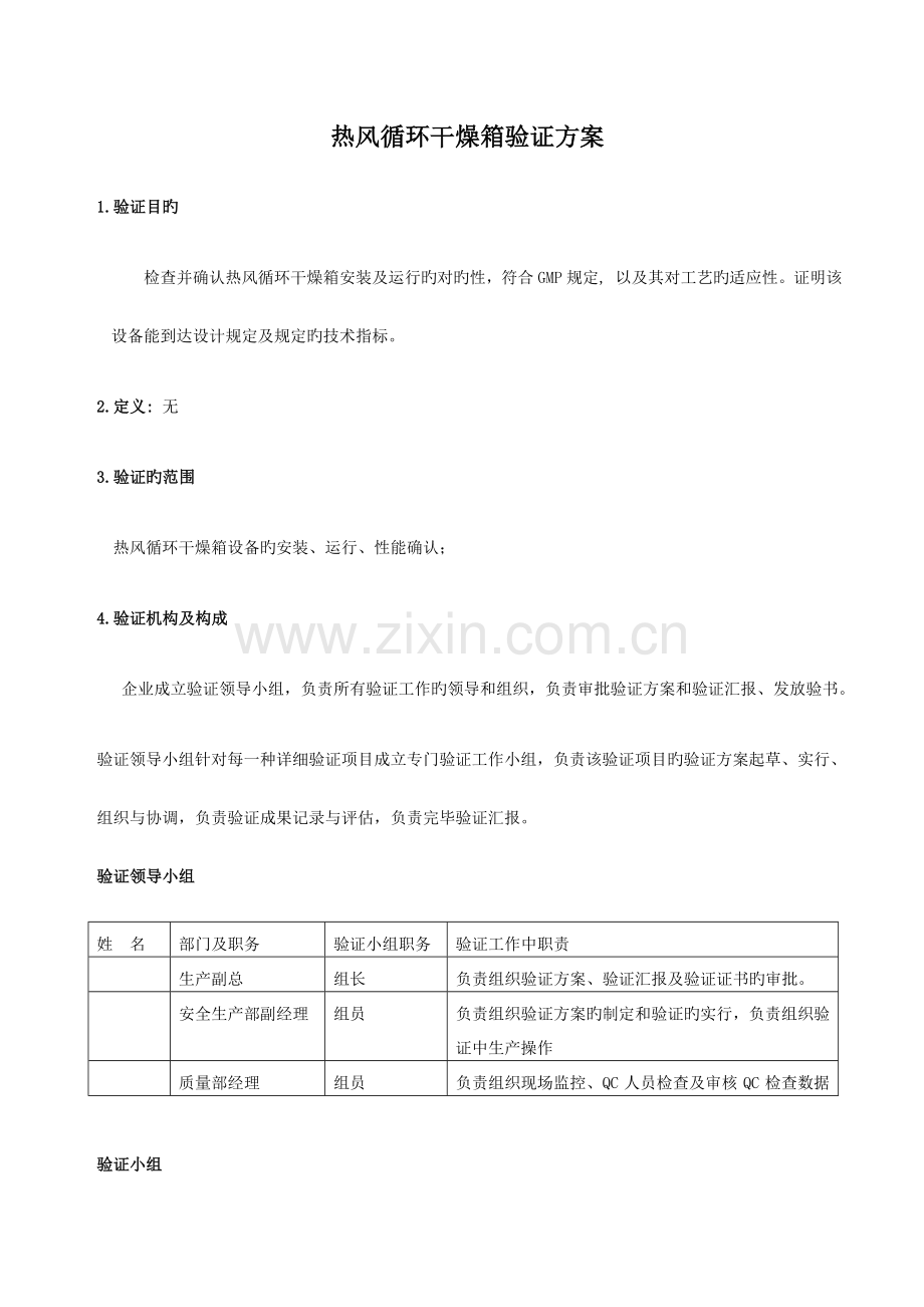 热风循环干燥箱验证确认方案.docx_第1页