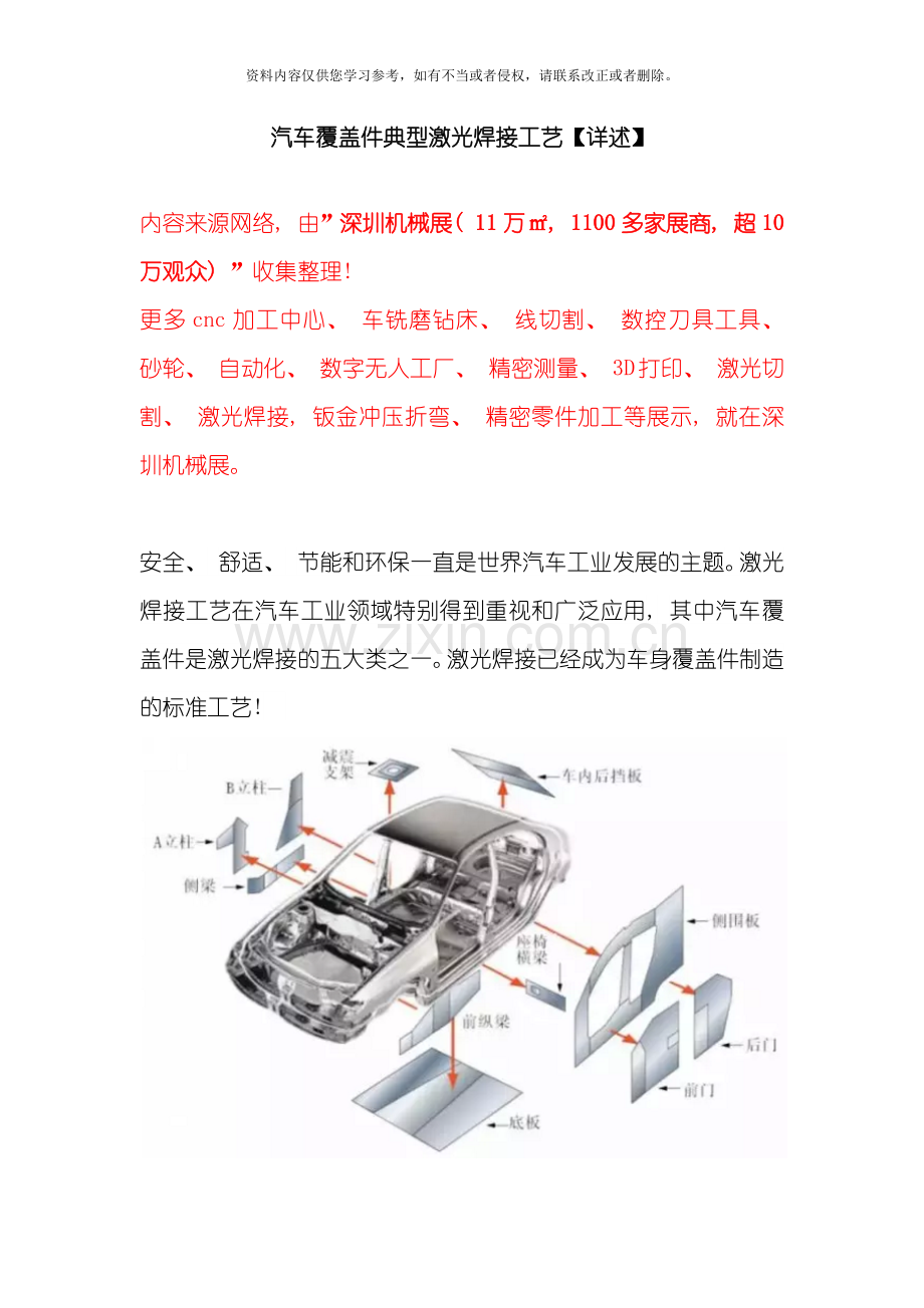 汽车覆盖件典型激光焊接工艺详述模板.docx_第1页