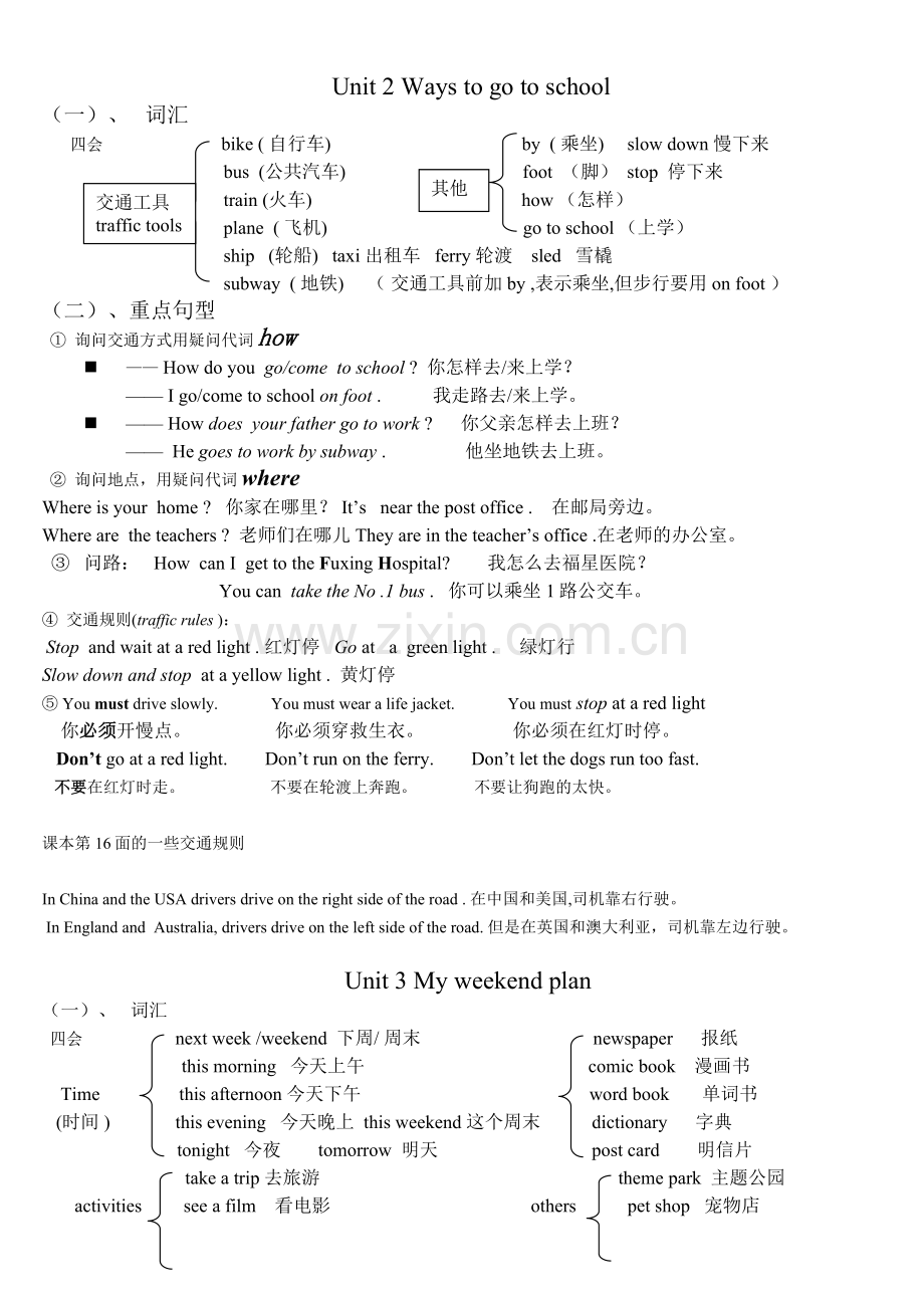 人教版PEP小学英语六年级上册期末复习知识点汇总.doc_第2页