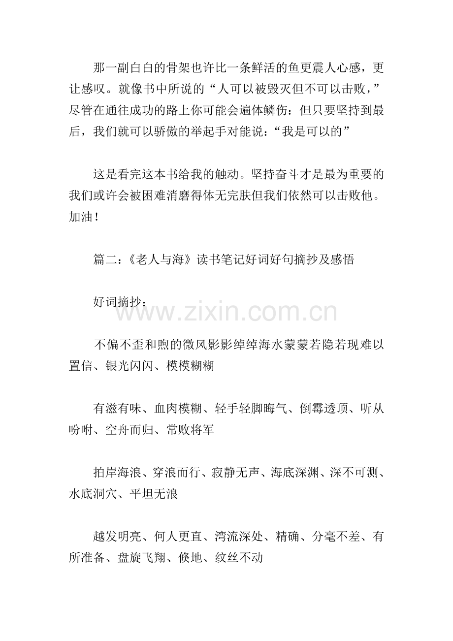 《老人与海》读书笔记好词好句摘抄及感悟.doc_第2页