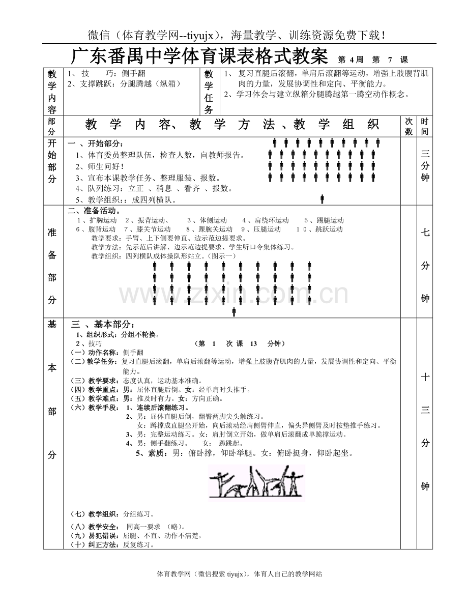 高中二年级体育与健康教案技巧支撑跳跃1—6课.doc_第1页