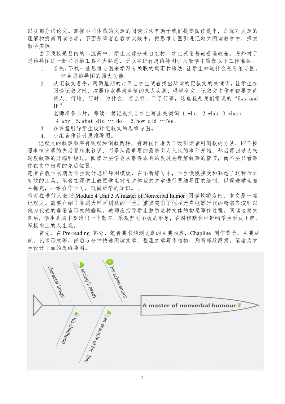 思维导图在高中英语记叙文阅读教学中的应用浅探.doc_第2页