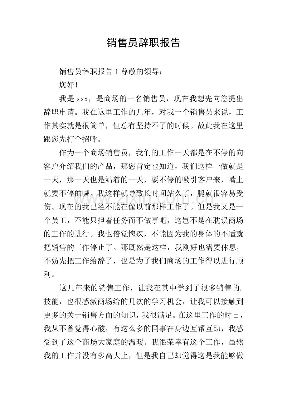 销售员辞职报告.doc_第1页