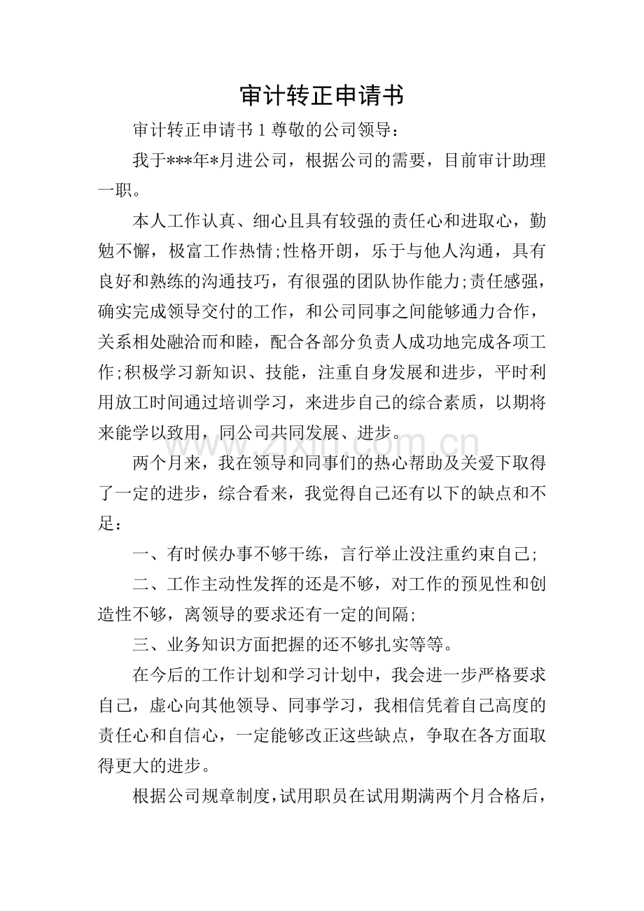 审计转正申请书.doc_第1页