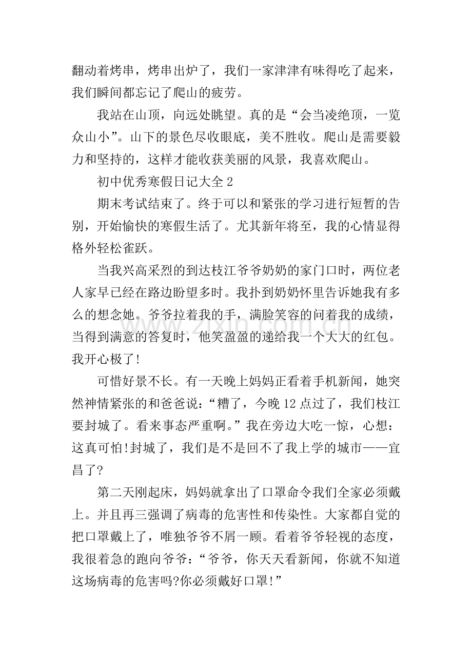 初中优秀寒假日记大全5篇.doc_第2页