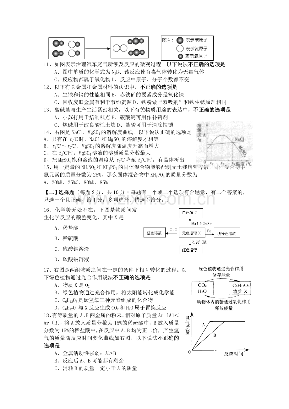 江苏南京溧水2019中考一模试题-化学.doc_第2页