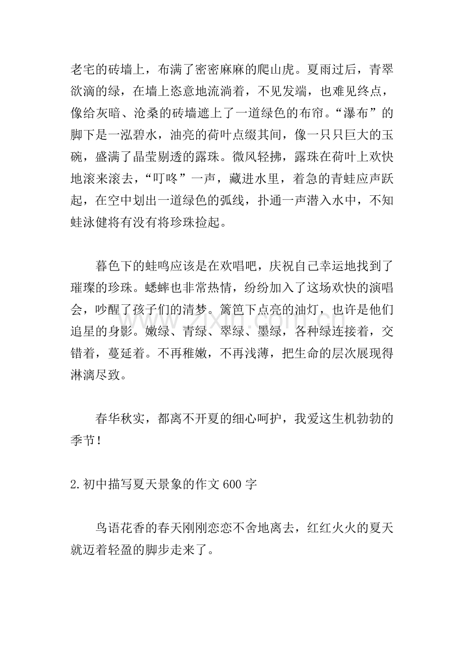 初中描写夏天景象的作文600字5篇.doc_第2页