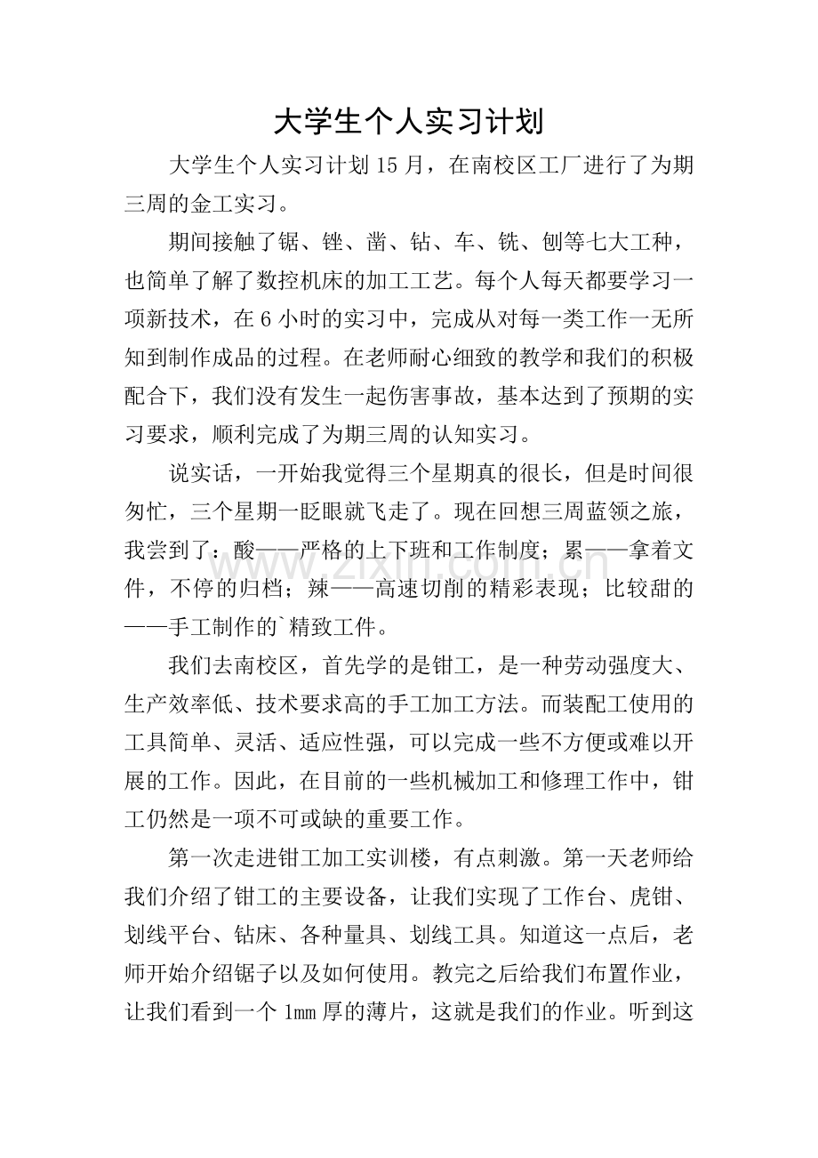 大学生个人实习计划.doc_第1页
