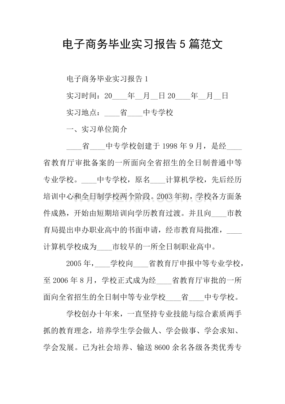 电子商务毕业实习报告5篇范文.doc_第1页