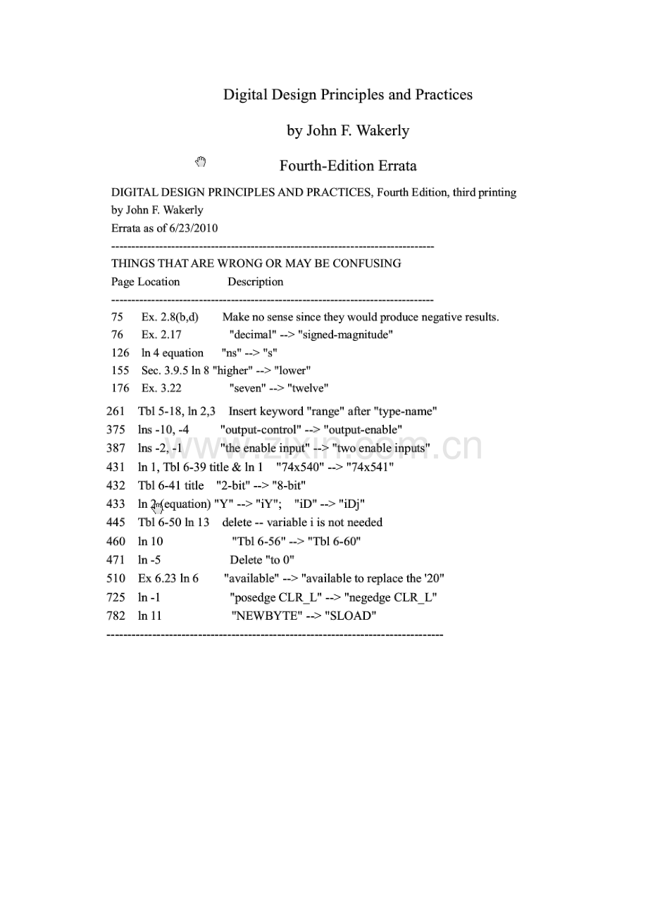 数字设计 第四版 原版勘误.docx_第1页