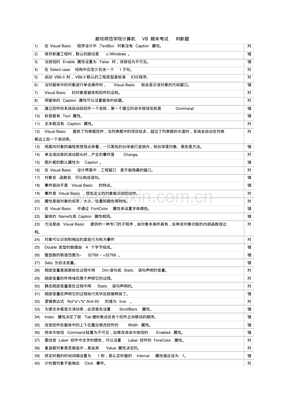 VB编程计算机考试题.pdf_第1页