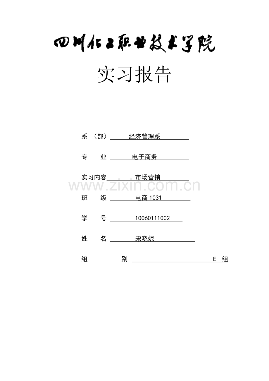 电子商务专业市场营销实训报告.doc_第1页