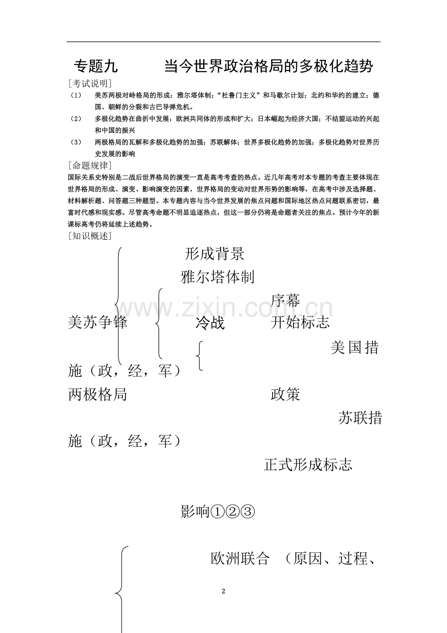 专题九-当今世界政治格局的多极化趋势.doc_第2页