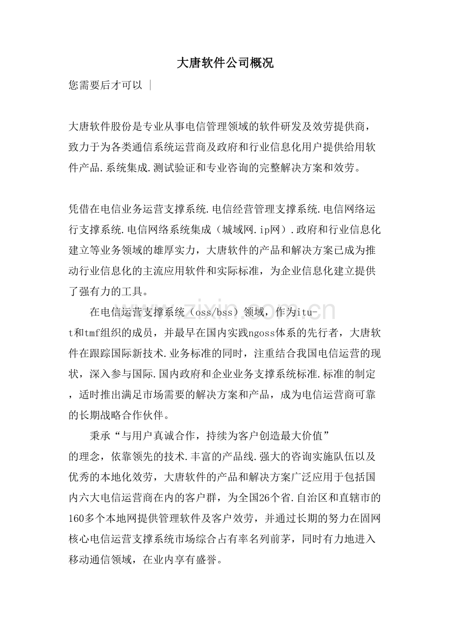 大唐软件公司概况.doc_第1页
