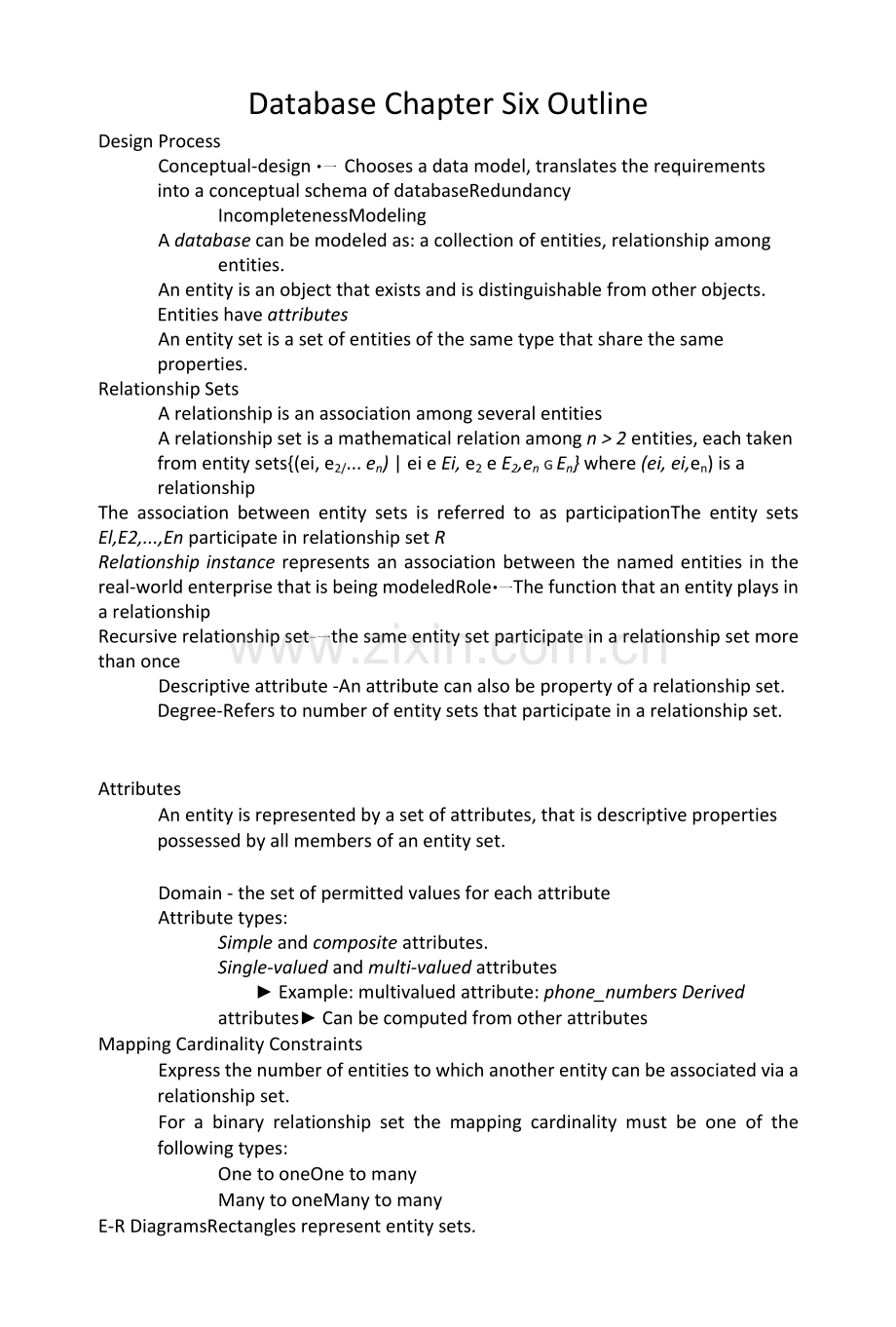 数据库课件总结：Database-Chapter-Six-Outline.docx_第1页