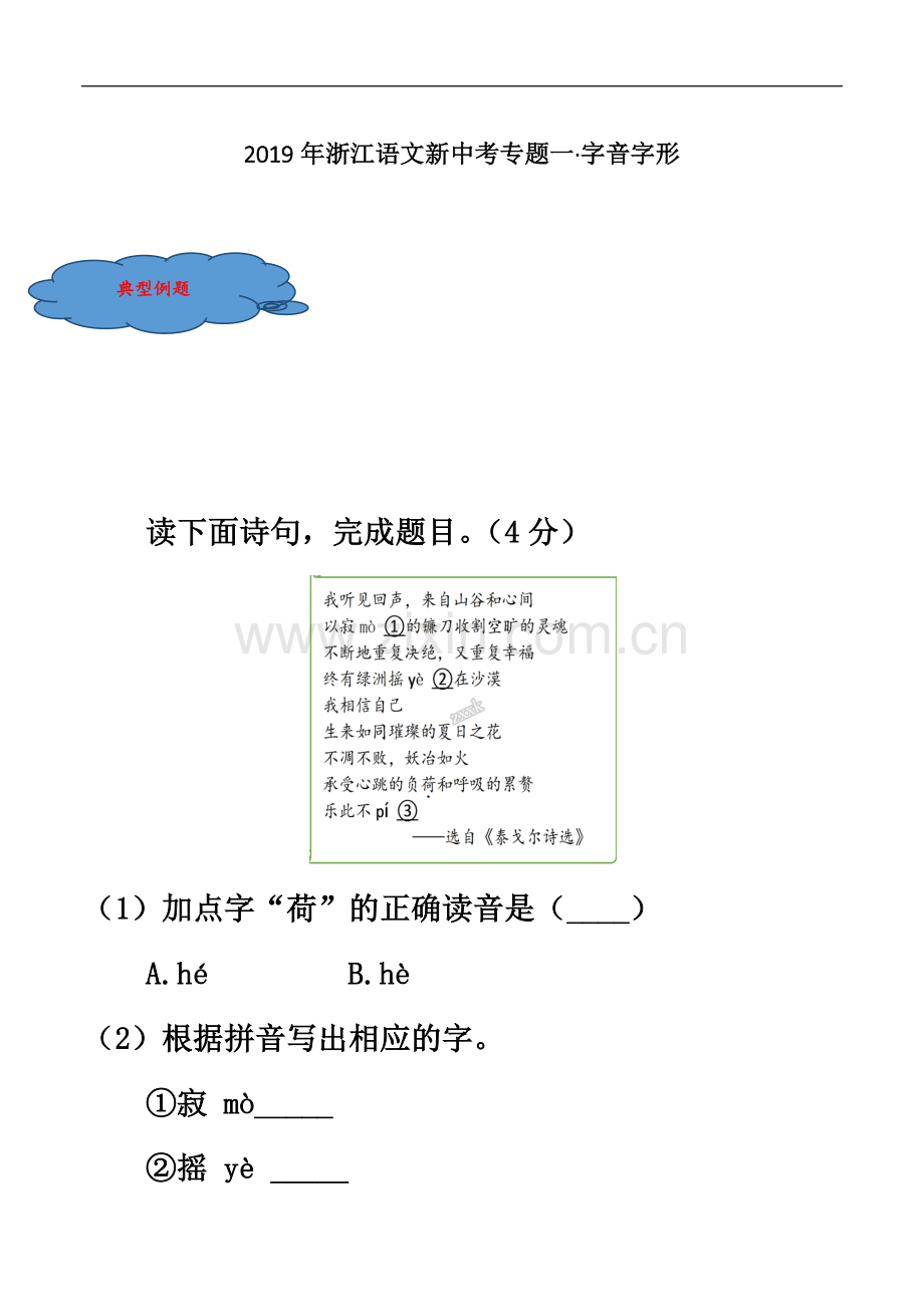 专题01-字音字形-2019年浙江语文新中考考前提分攻略(原卷版).docx_第2页