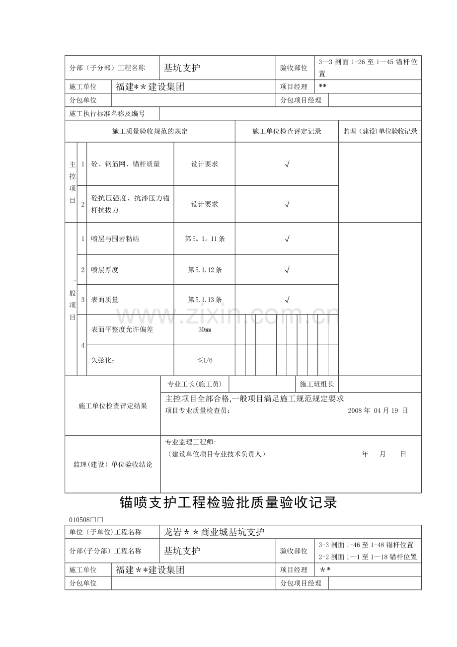 锚喷支护工程检验批质量验收记录.doc_第2页