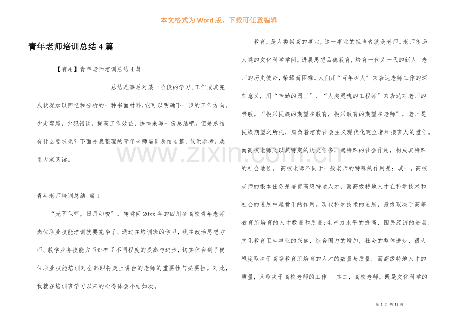 青年教师培训总结4篇.docx_第1页