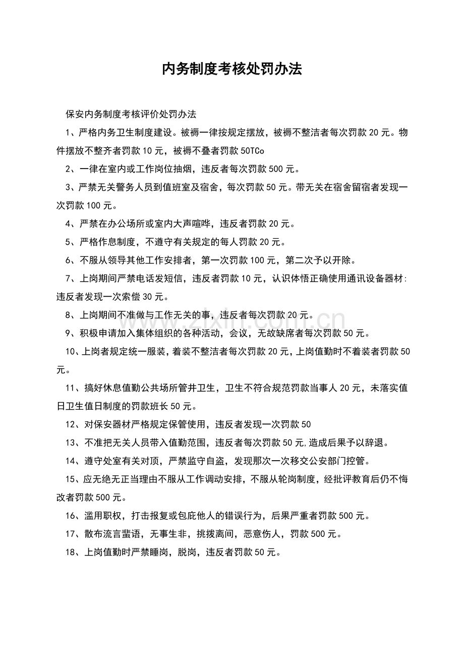 内务制度考核处罚办法.docx_第1页