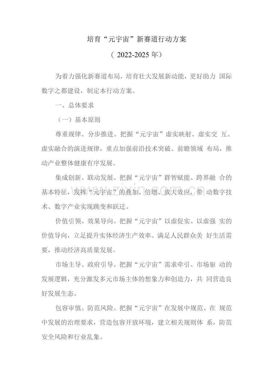 培育“元宇宙”新赛道行动方案2.docx_第1页