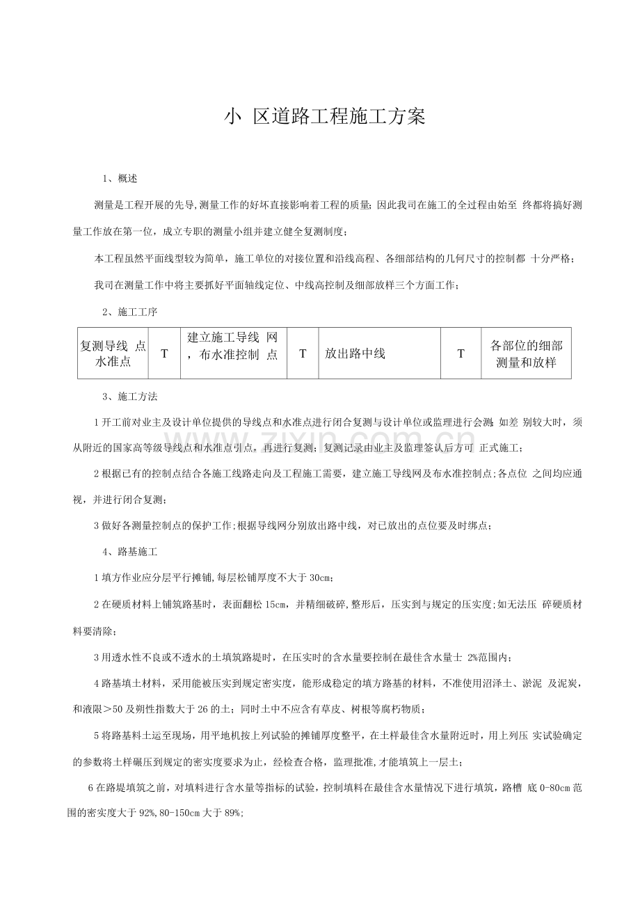房地产小区道路工程施工方案.docx_第1页