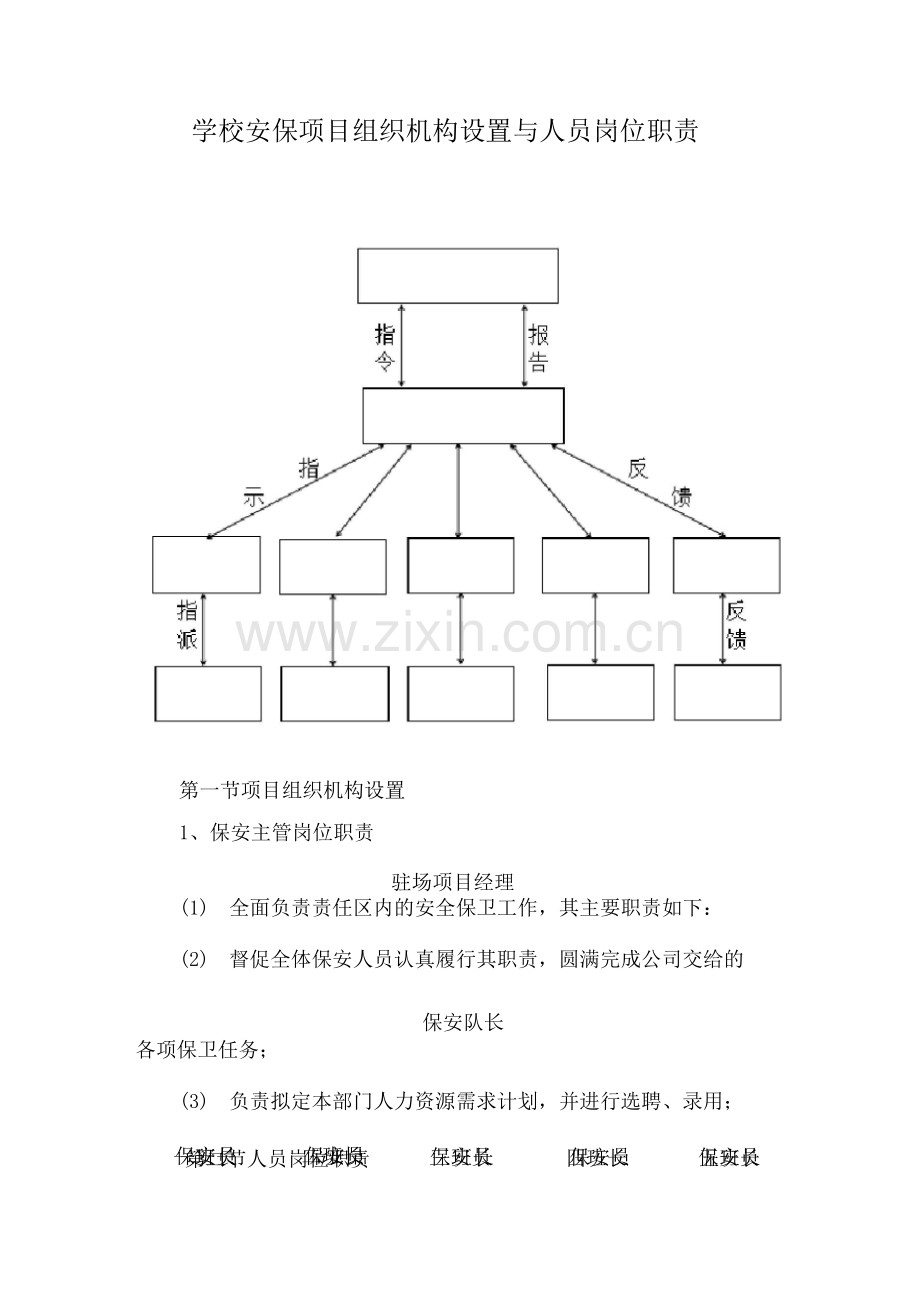 学校安保项目组织机构设置与人员岗位职责.docx_第1页