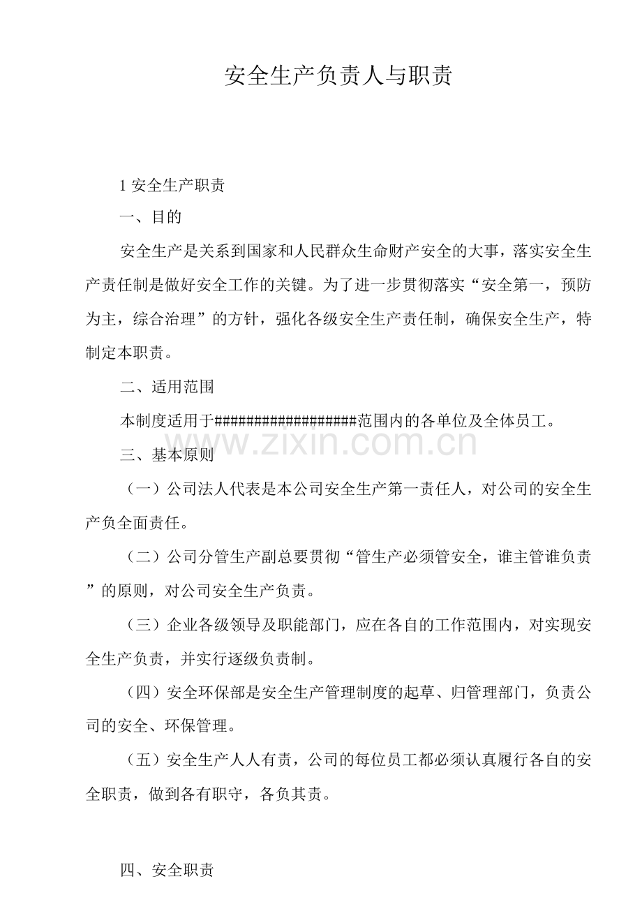 公司安全生产负责人与职责.docx_第1页