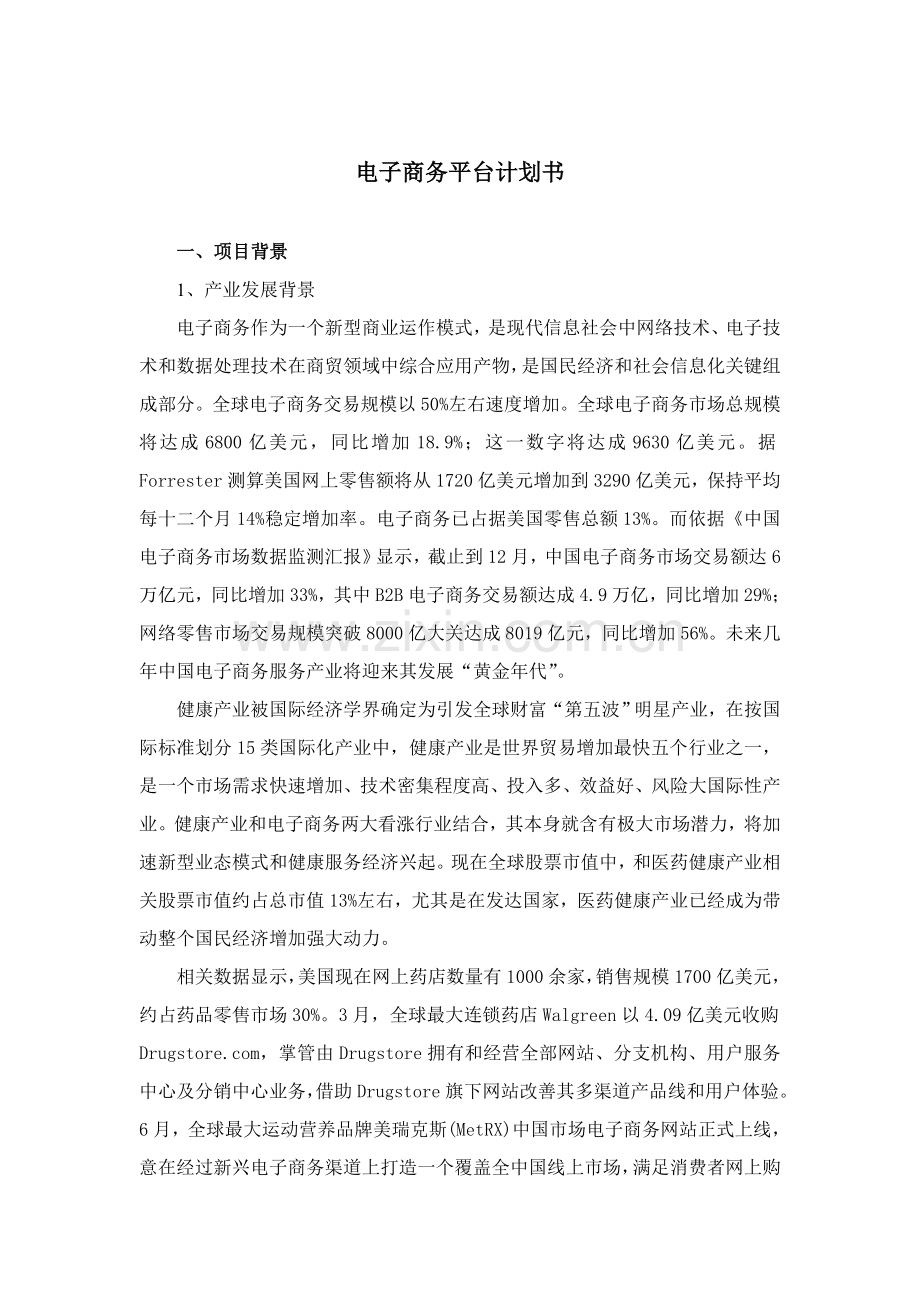 电子商务平台专题计划书.doc_第1页