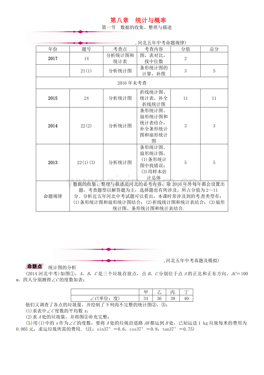 2018年中考数学总复习教材知识梳理篇第8章统计与概率第1节数据的收集整理与描述精讲试题071118.doc_第1页