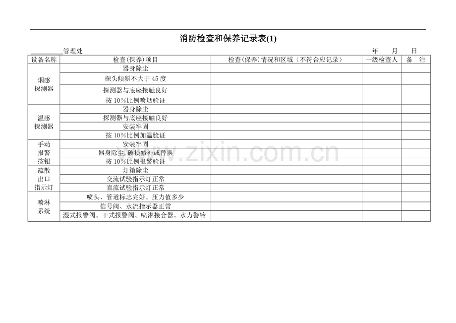 消防检查和保养记录表(17-18).doc_第1页