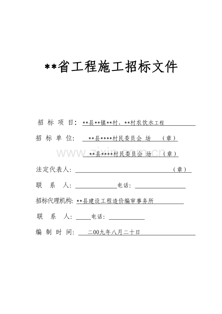 村农饮水工程招标文件.doc_第1页