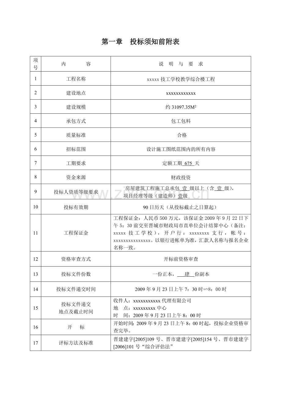 技工学校教学综合楼工程招标文件.doc_第1页