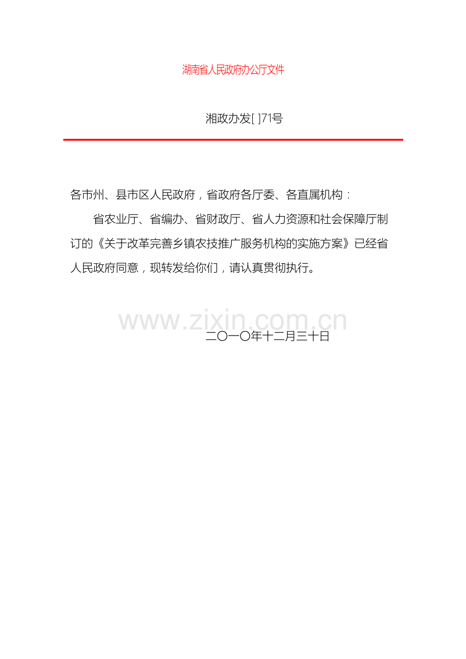 湖南省关于改革完善乡镇农技推广服务机构的实施方案模板.doc_第2页