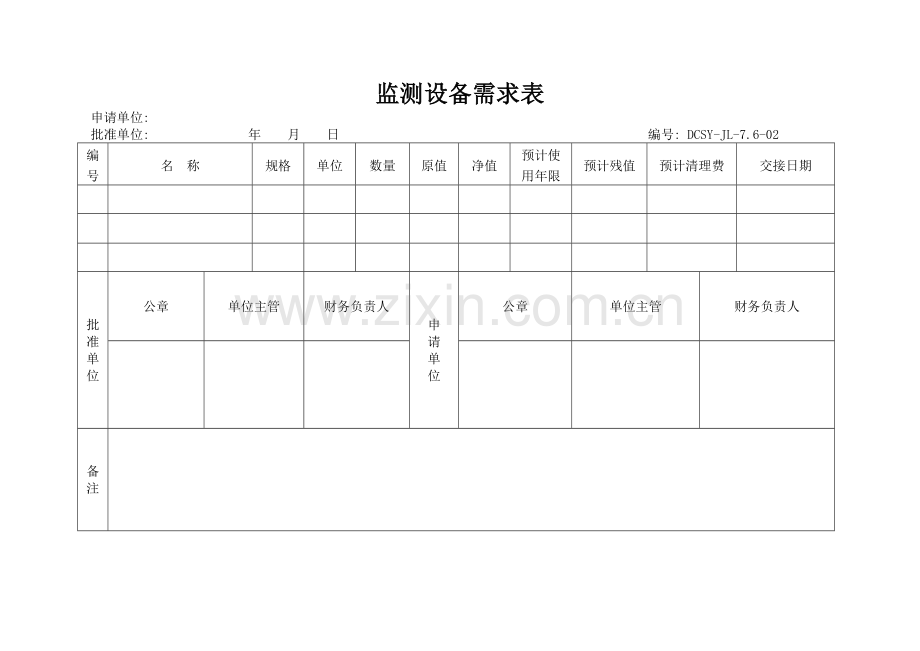 监测设备需求表.docx_第1页