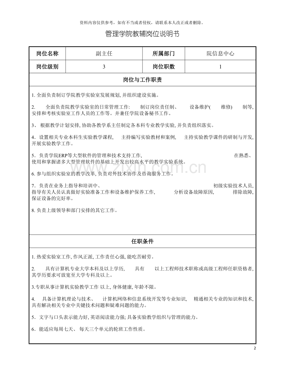 管理学院教辅岗位说明书模板.doc_第2页