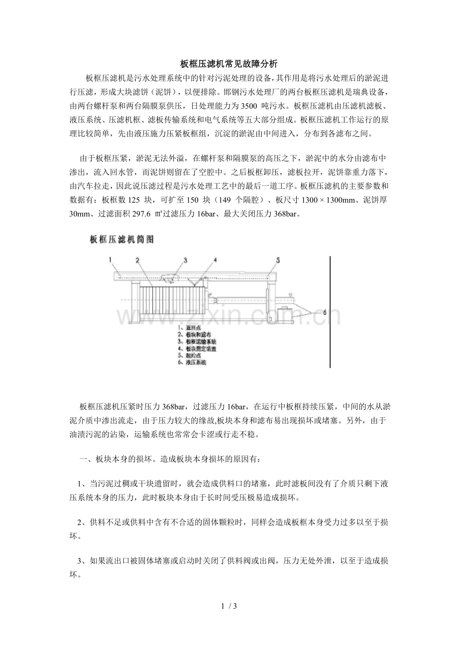 板框压滤机常见故障分析.doc_第1页