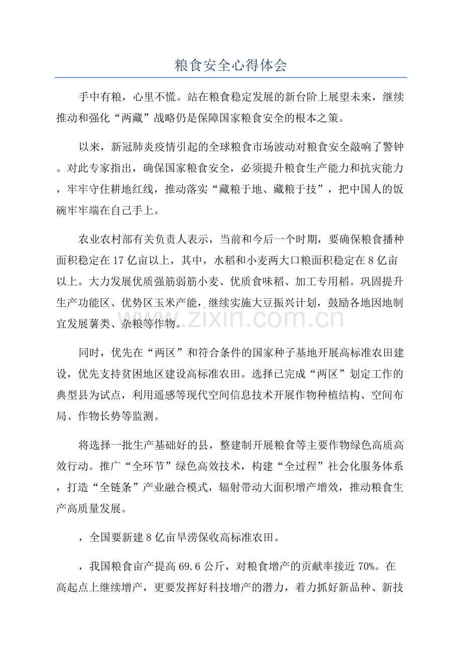 粮食安全心得体会.docx_第1页