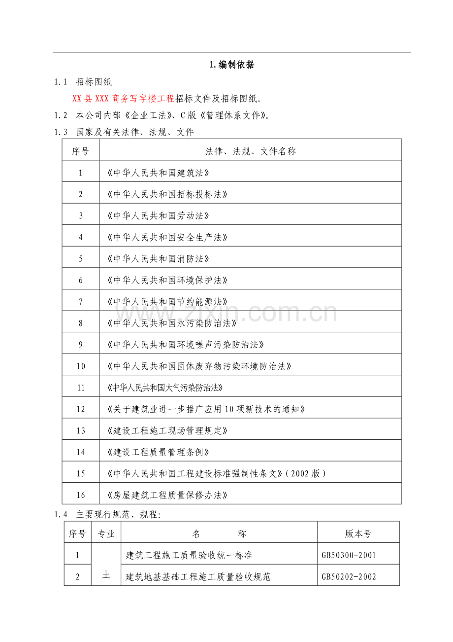 高层商务楼劳动力、机械设备计划表(筏板基础).doc_第1页