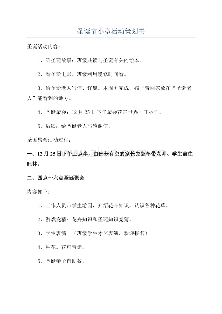 圣诞节小型活动策划书.docx_第1页