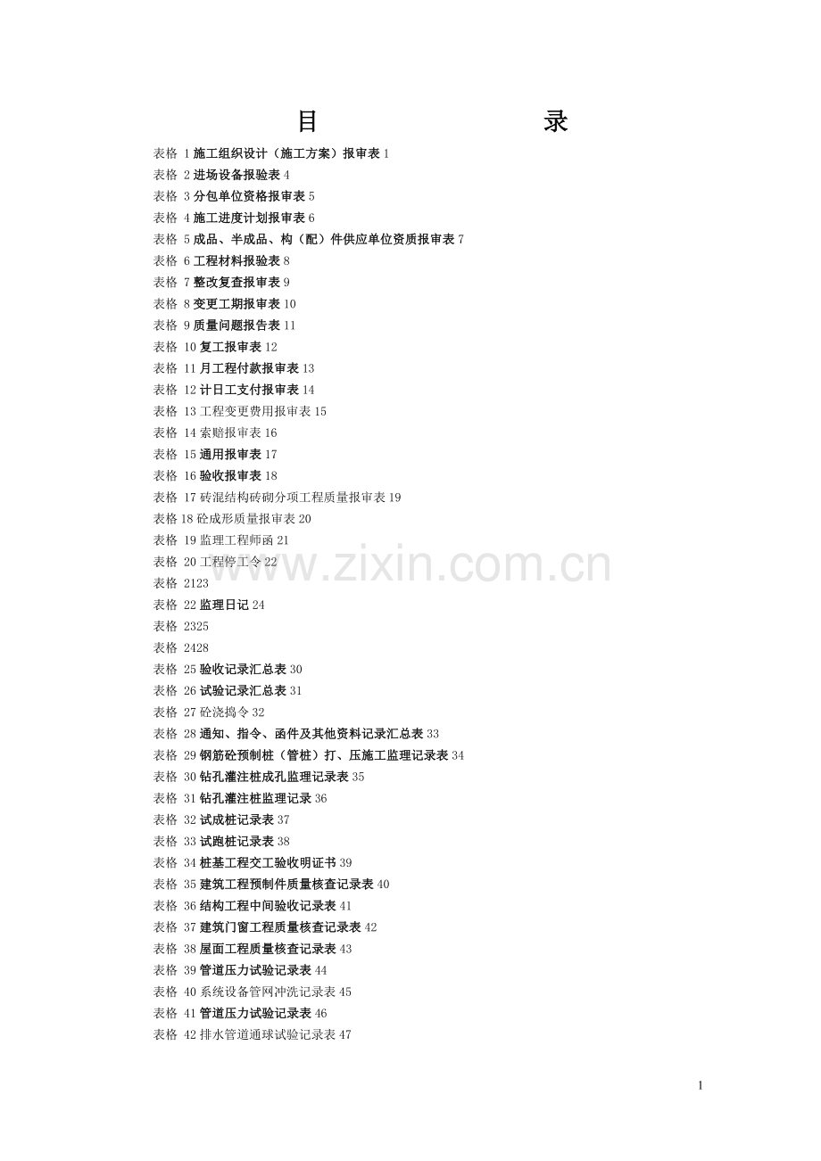 安装工程监理表格全集74张表格试卷教案.doc_第1页