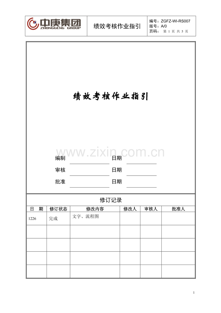 绩效考核作业指引ZGFZ-WI-RS007.doc(修改).doc_第1页