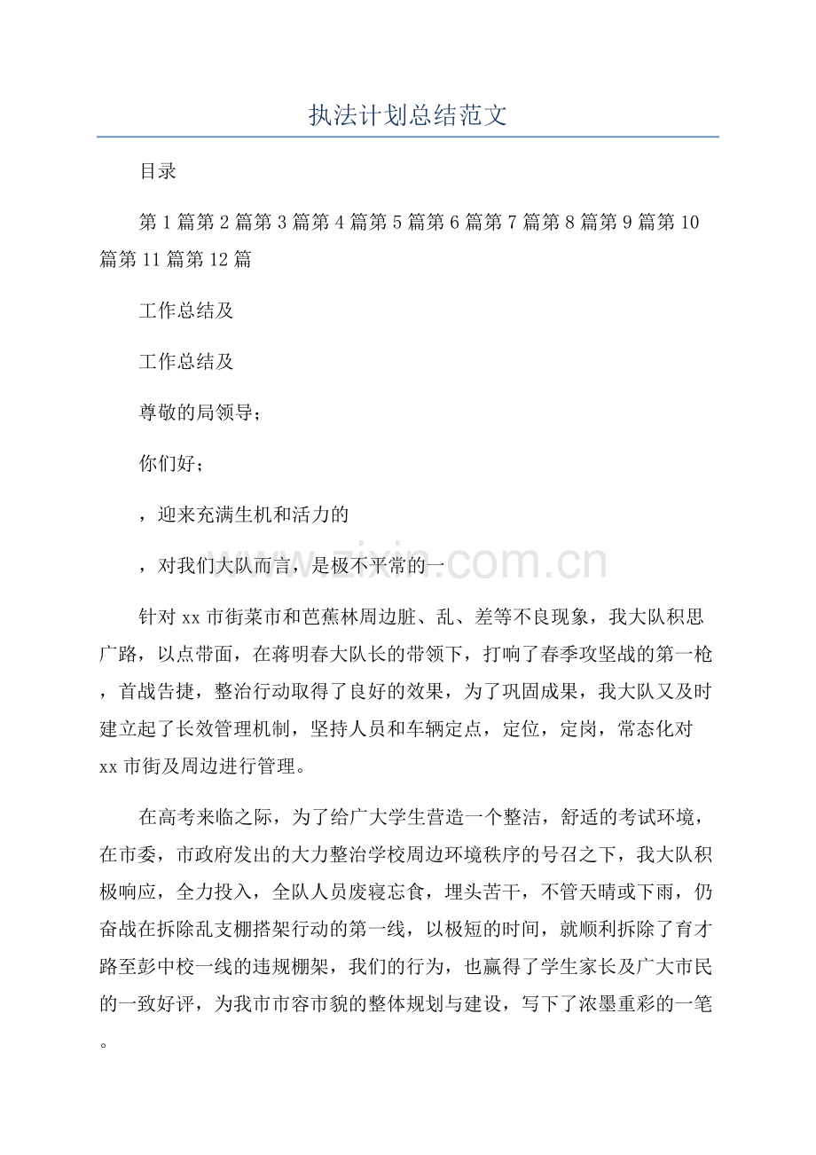 执法计划总结范文.docx_第1页