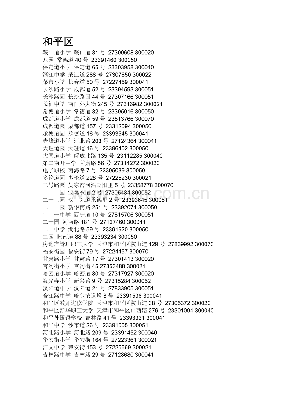 天津市中小学校地址名录.doc_第1页