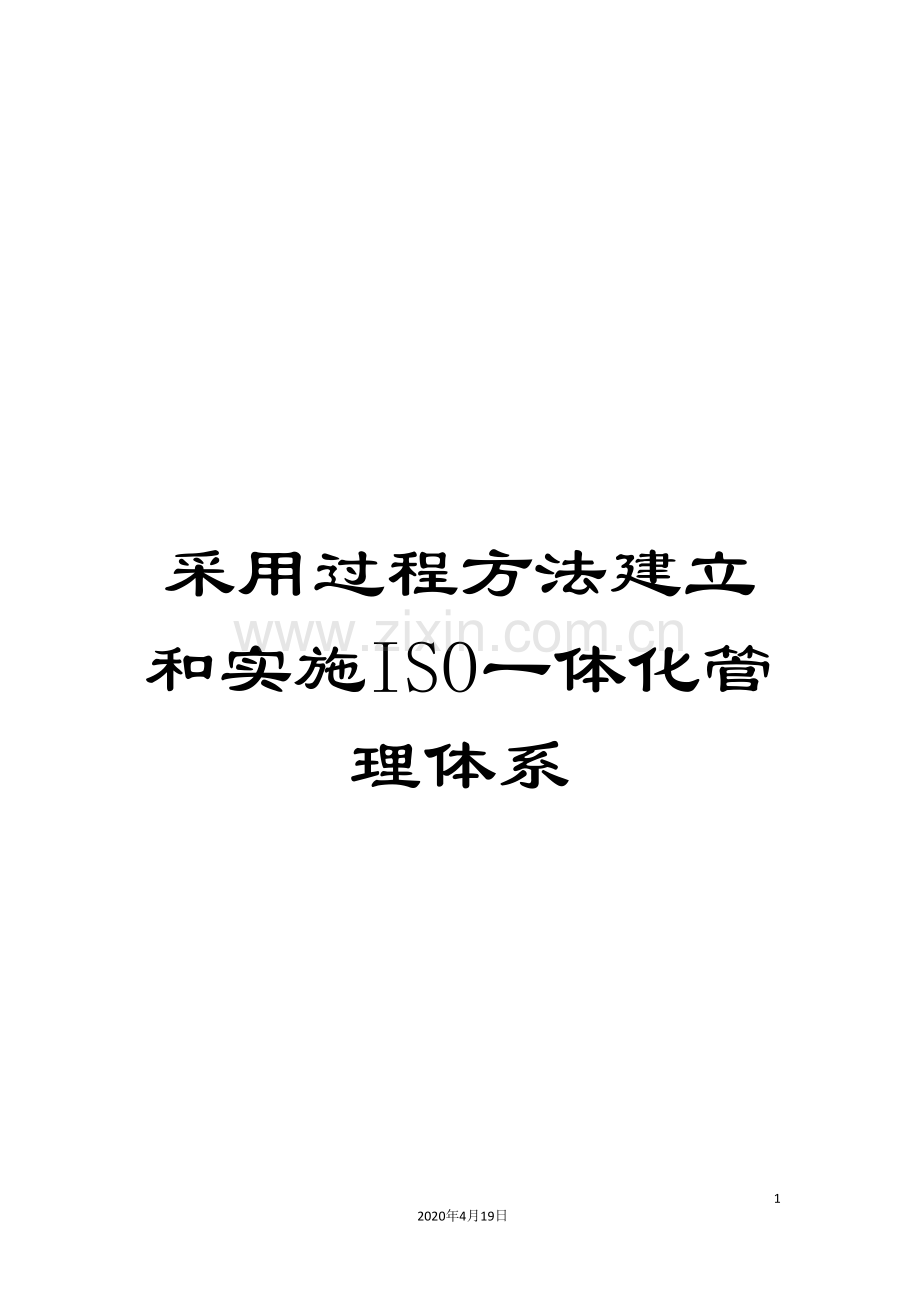 采用过程方法建立和实施ISO一体化管理体系.doc_第1页
