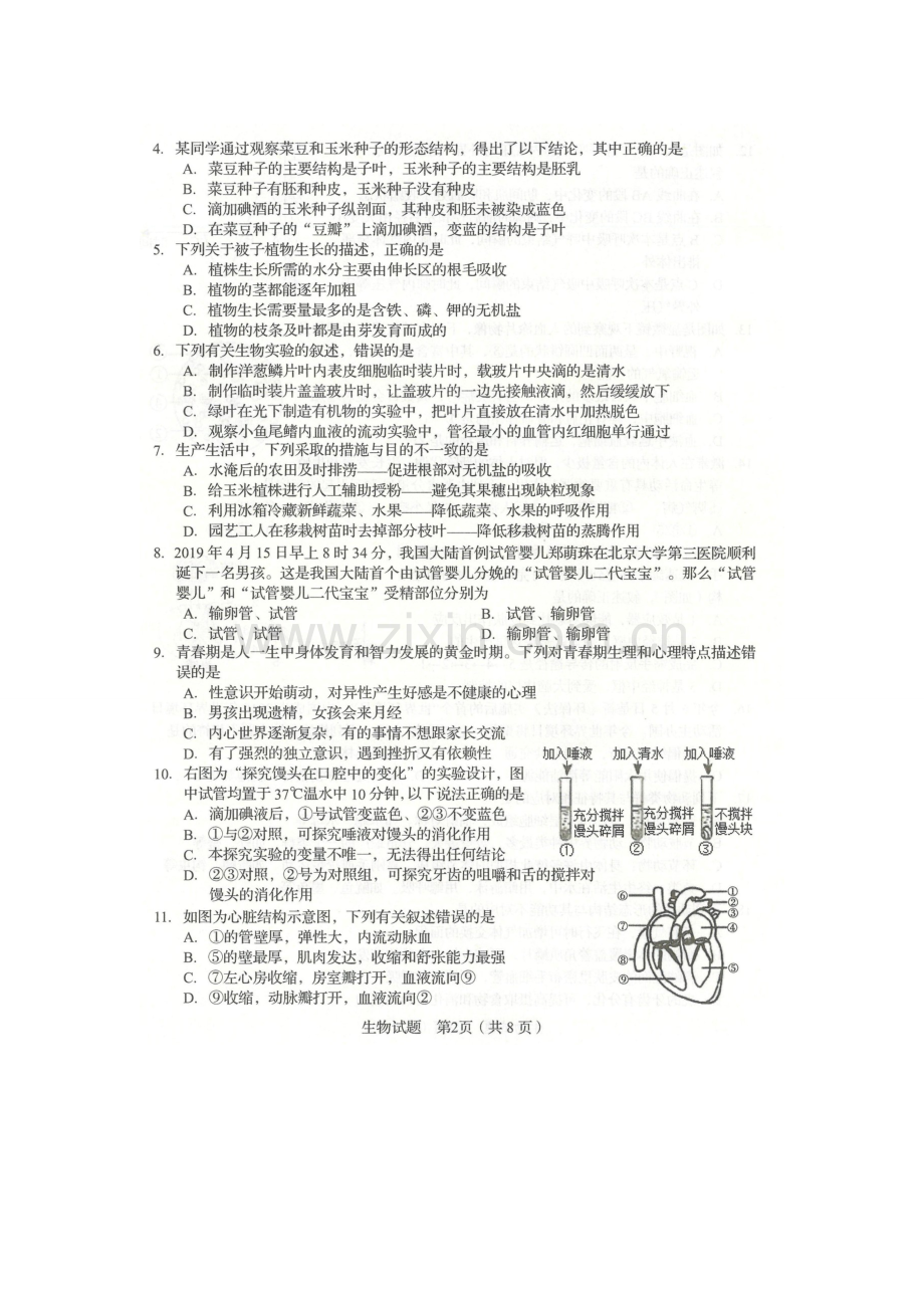 2019年山东临沂中考生物真题(已上线).doc_第2页