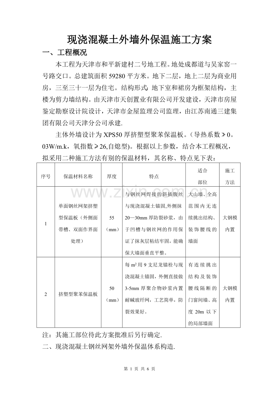 现浇混凝土外墙外保温施工方案.doc_第1页
